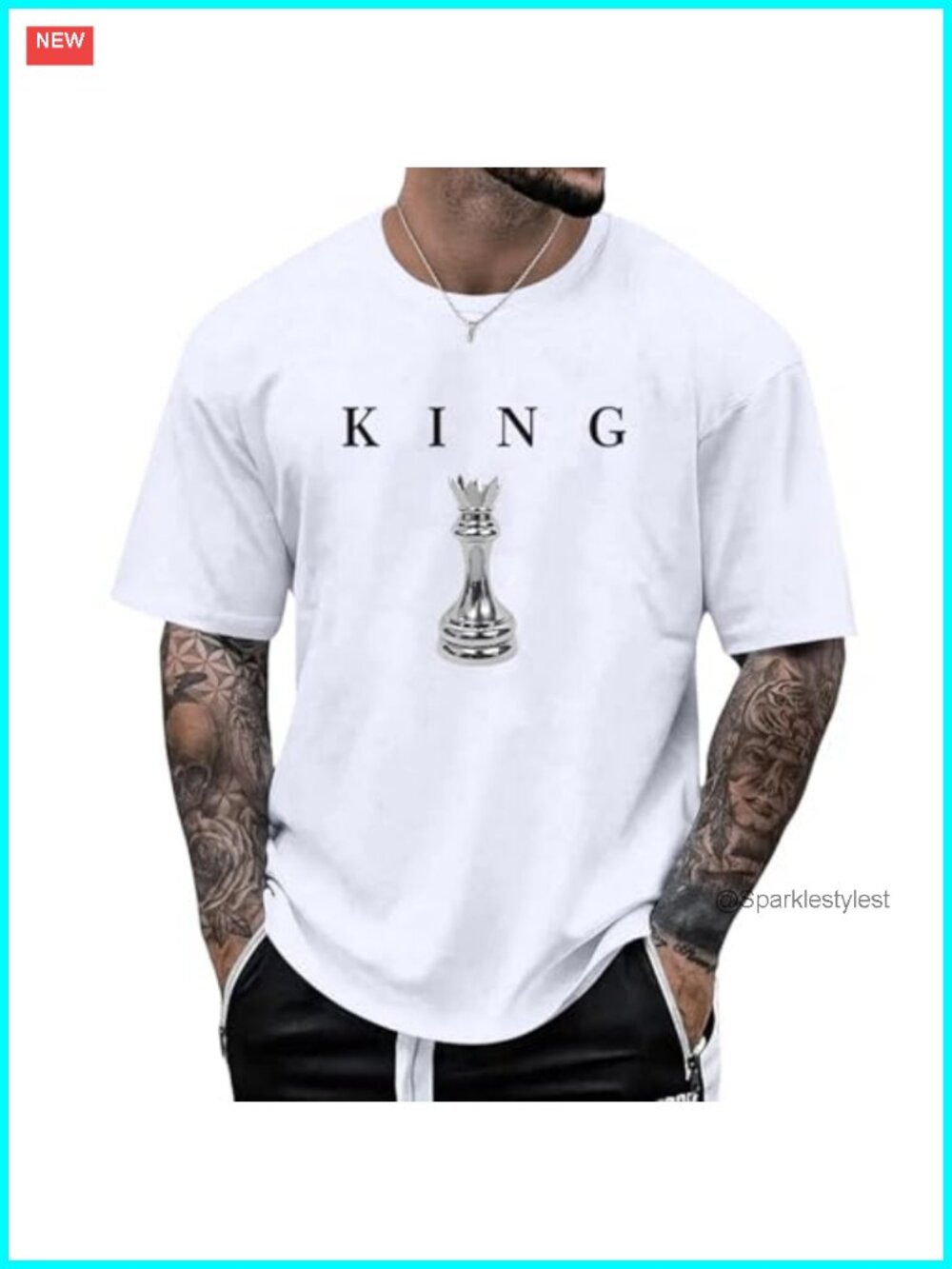 Men's King Chess Graphic Tee Cotton Crewneck Short Sleeve Streetwear Urban Shirt